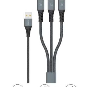 كابل شحن متعدد 3 في 1 USB (USB إلى Type C، Lightning، وMicro) 1.2 متر مضفر من النايلون